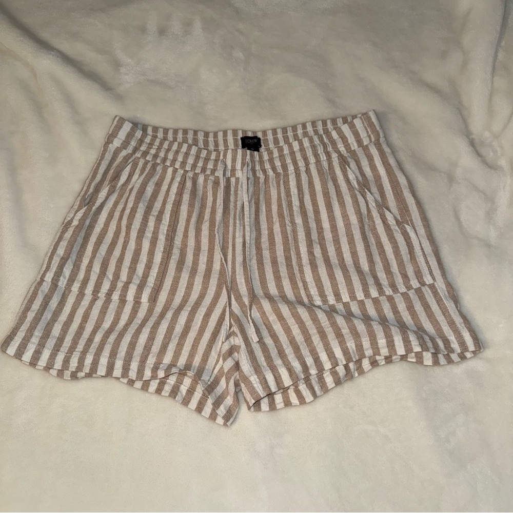 J. Crew Striped Shorts in Tan and White
